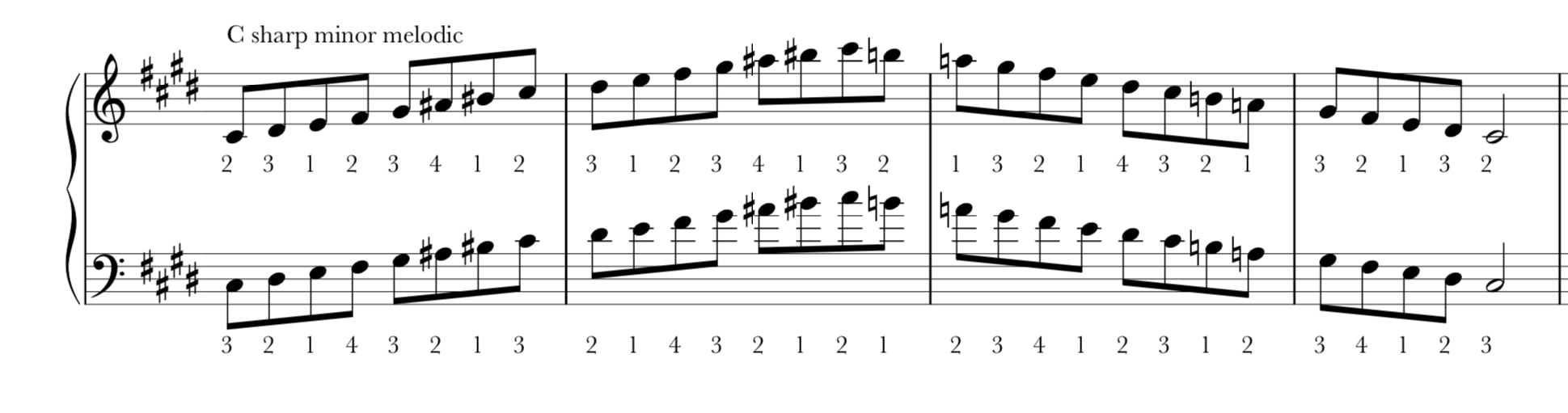 c harmonic minor scale bass clef